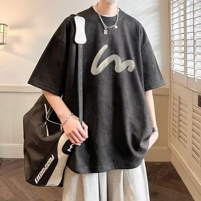 La modă de primăvară, în culori uni, la modă, confortabilă, maiou pentru tineret, hip hop, tricou standard cu guler rotund мужская одежда