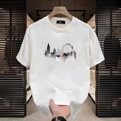 La modă de primăvară, în culori uni, la modă, confortabilă, maiou pentru tineret, hip hop, tricou standard cu guler rotund мужская одежда