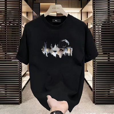 La modă de primăvară, în culori uni, la modă, confortabilă, maiou pentru tineret, hip hop, tricou standard cu guler rotund мужская одежда