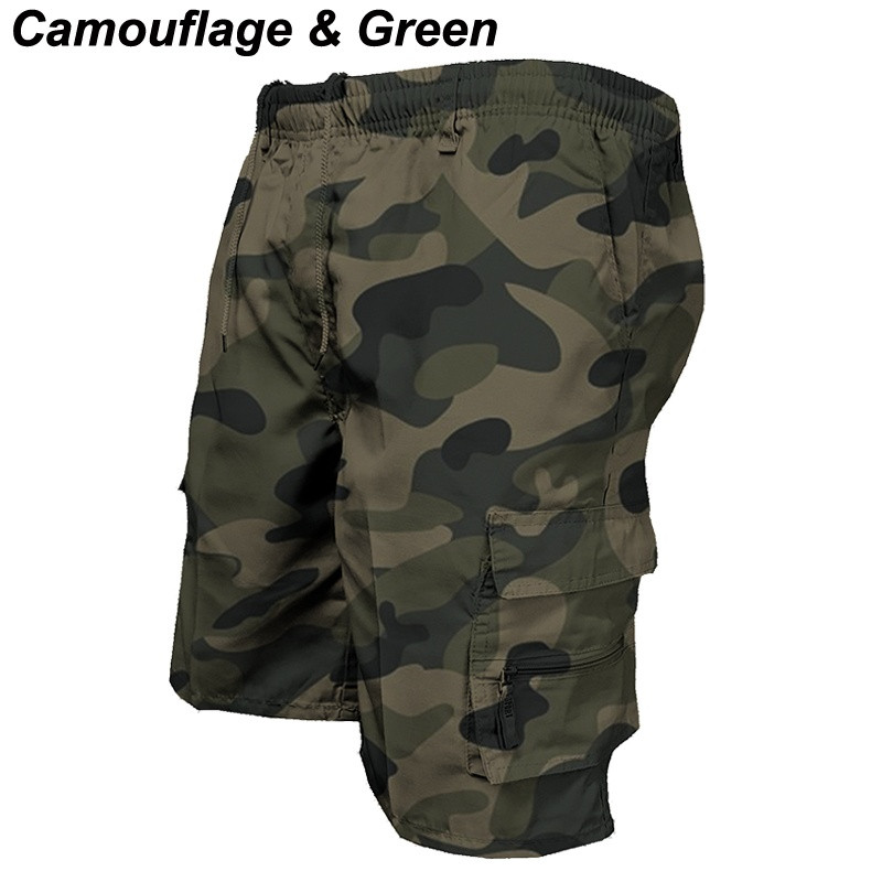 Pantaloni scurți cargo pentru bărbați, cu buzunare largi de vară, pantaloni scurți de lucru, ocazional, de dimensiuni mari, pantaloni scurți de camuflaj, de culoare solidă, transport gratuit