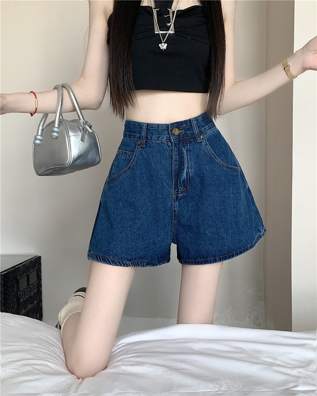 Ženske ljetne modne široke traper kratke hlače širokih nogavica 2024. Ženske jednobojne jeans kratke hlače Ženske široke kratke vruće hlačice A kroja L52