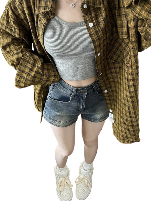 Američke retro plave traper kratke hlače za žene Elastične hip-hop ulične uske kratke hlače Y2k Fashion Jean kratke hlače