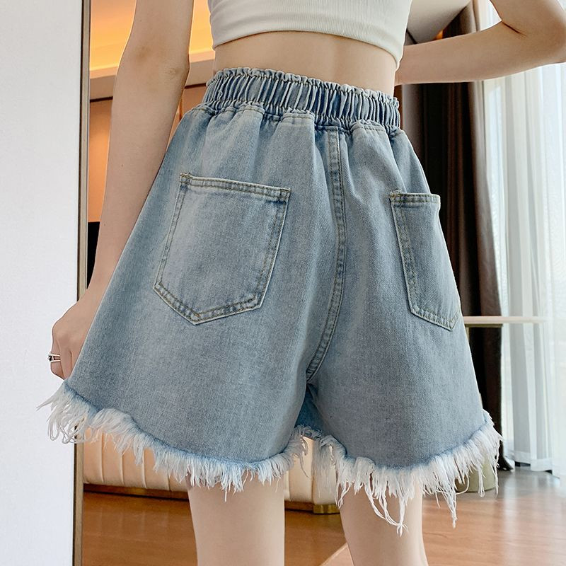 Korejske jednostavne široke traper kratke hlače visokog struka Modna ženska odjeća Ljetne ženske široke kratke hlače s uzicom za sve kombinacije