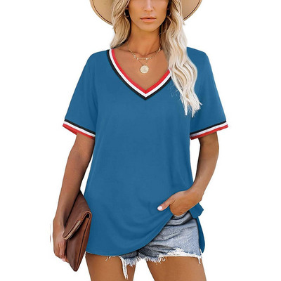 Γυναικείο μπλουζάκι Color Blocking 3d Print Γυναικείο μπλουζάκι με λαιμόκοψη Μόδα Casual Simple Loose Γυναικεία καλοκαιρινά μπλουζάκια Κοντό μανίκι