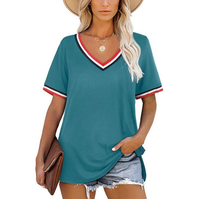 Γυναικείο μπλουζάκι Color Blocking 3d Print Γυναικείο μπλουζάκι με λαιμόκοψη Μόδα Casual Simple Loose Γυναικεία καλοκαιρινά μπλουζάκια Κοντό μανίκι