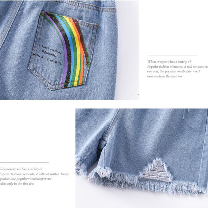 Kék Oversize 4xl Fűzős szakadt rövidnadrág Jean Női Nyári Baggy Farmer Nadrág Rugalmas Magas Derék Vaquero Divat Pantalones Cortos