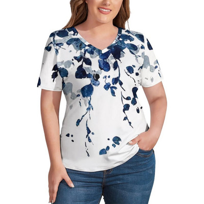 Ženska majica kratkih rukava s V-izrezom i kratkim rukavima na pruge, ležerna ljetna majica s printom, velika ženska odjeća, ležerna majica