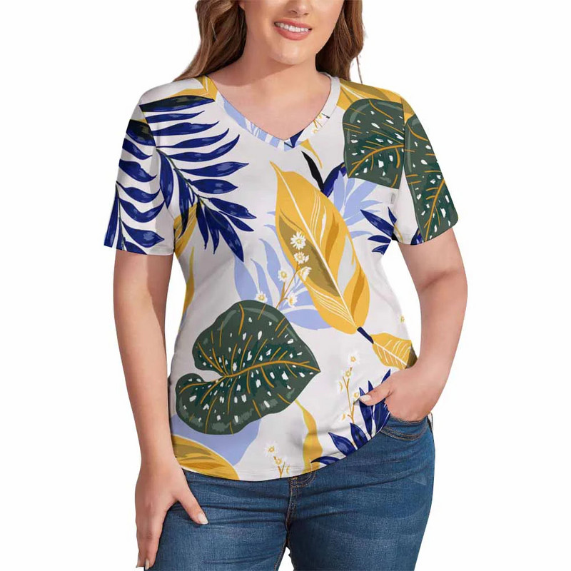Ženska majica kratkih rukava s V-izrezom i kratkim rukavima na pruge, ležerna ljetna majica s printom, velika ženska odjeća, ležerna majica