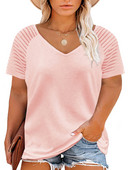 Γυναικείο T-shirt 2023 Καλοκαιρινό κοντό μανίκι Loose Fit V λαιμόκοψη Casual μπλουζάκι Feminino Plus Size για γυναίκες