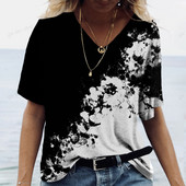 2024 Nova ženska majica kratkih rukava s 3D printom Ženska majica s V-izrezom Košulja kratkih rukava Ležerna ulična svestrana odjeća Ženska majica kratkih rukava