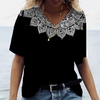 2024 Nova ženska majica kratkih rukava s 3D printom Ženska majica s V-izrezom Košulja kratkih rukava Ležerna ulična svestrana odjeća Ženska majica kratkih rukava