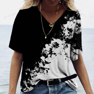 2024 Nova ženska majica kratkih rukava s 3D printom Ženska majica s V-izrezom Košulja kratkih rukava Ležerna ulična svestrana odjeća Ženska majica kratkih rukava