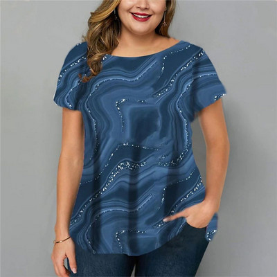 Ljetna ženska majica kratkih rukava 3D modni ispis s gradijentom Harajuku majica kratkih rukava Prevelika ženska odjeća Nova majica kratkih rukava s O-izrezom