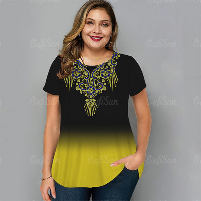 Ljetna ženska majica kratkih rukava 3D modni ispis s gradijentom Harajuku majica kratkih rukava Prevelika ženska odjeća Nova majica kratkih rukava s O-izrezom