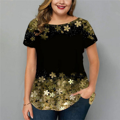 Ljetna ženska majica kratkih rukava 3D modni ispis s gradijentom Harajuku majica kratkih rukava Prevelika ženska odjeća Nova majica kratkih rukava s O-izrezom