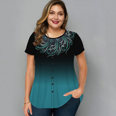 Ljetna ženska majica kratkih rukava 3D modni ispis s gradijentom Harajuku majica kratkih rukava Prevelika ženska odjeća Nova majica kratkih rukava s O-izrezom