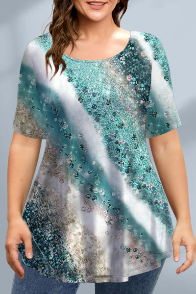 Ljetna ženska majica kratkih rukava 3D modni ispis s gradijentom Harajuku majica kratkih rukava Prevelika ženska odjeća Nova majica kratkih rukava s O-izrezom