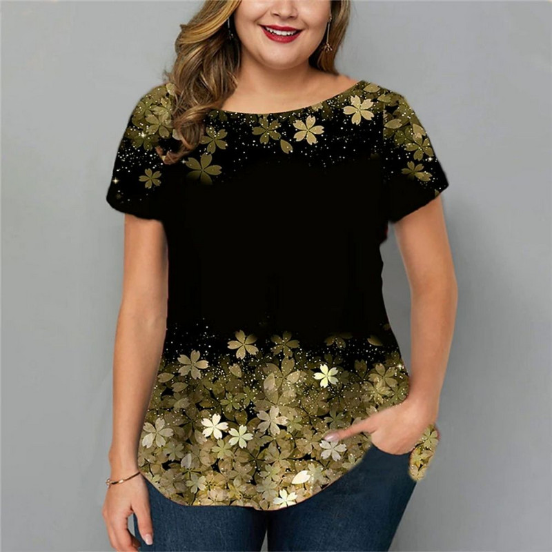 Ljetna ženska majica kratkih rukava 3D modni ispis s gradijentom Harajuku majica kratkih rukava Prevelika ženska odjeća Nova majica kratkih rukava s O-izrezom