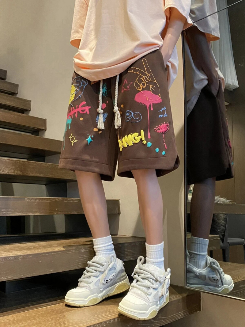 Muške ljetne trendy široke ležerne kratke hlače s pet točaka Few Design Sensation Američke retro sportske hlače