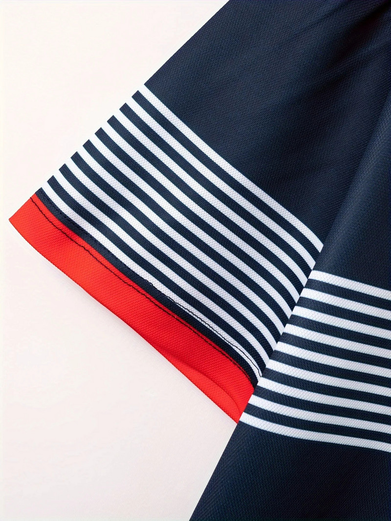 Európa és az Egyesült Államok férfi üzleti alkalmi, légáteresztő csíkos póló ing rövid ujjú nyári póló új felső