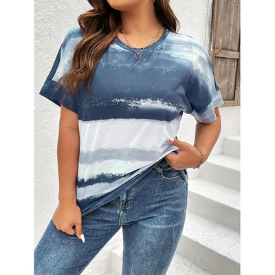 Ljetna ženska majica kratkih rukava Ulična prevelika odjeća Top s grafičkim printom O izrez Ležerne ženske majice s kratkim rukavima Europska veličina