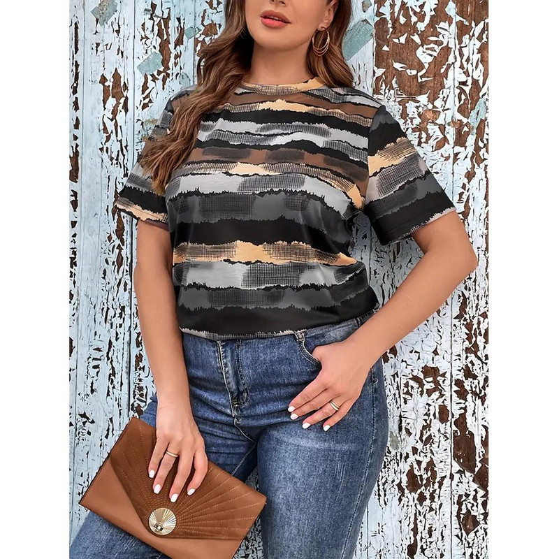 Ljetna ženska majica kratkih rukava Ulična prevelika odjeća Top s grafičkim printom O izrez Ležerne ženske majice s kratkim rukavima Europska veličina