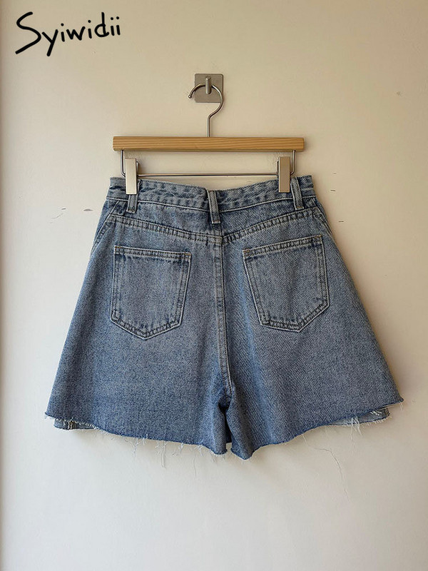 Syiwidii Jean kratke hlače Ženske ljetne vrećaste kratke traperice širokih nogavica s visokim strukom, ležerne kratke traperice u vintage korejskom stilu Y2k