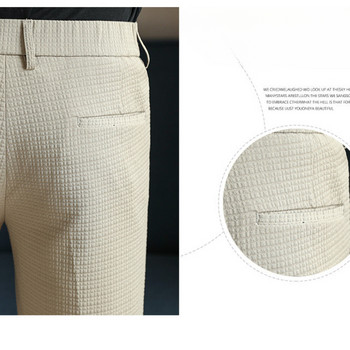 Мъжки къси панталони за свободното време, къси панталони с еластична талия, тънки едноцветни панталони за костюм, 2024 нови висококачествени мъжки прави къси панталони. Средни панталони