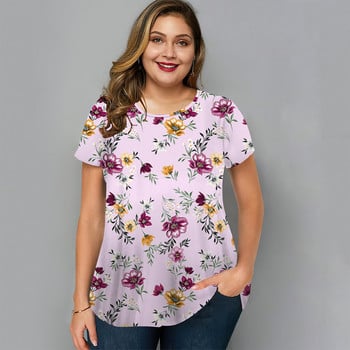 Summer O Neck Γυναικείο T-Shirt Oversized Ρούχα Harajuku Casual Loose Top Floral Print Funny T-shirt για γυναικεία πουλόβερ Street