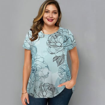 Summer O Neck Γυναικείο T-Shirt Oversized Ρούχα Harajuku Casual Loose Top Floral Print Funny T-shirt για γυναικεία πουλόβερ Street