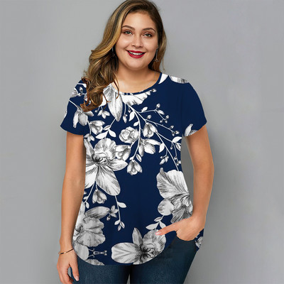 Summer O Neck Γυναικείο T-Shirt Oversized Ρούχα Harajuku Casual Loose Top Floral Print Funny T-shirt για γυναικεία πουλόβερ Street