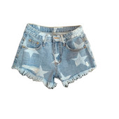 Jean Shorts Női Retro Burr Hole Farmer Női Nyári print Karcsú farmer rövid Ropa De Mujer