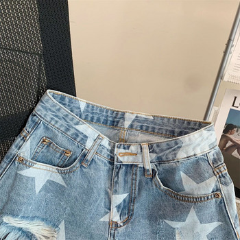 Jean Shorts Γυναικεία Retro Burr Hole Τζιν Γυναικεία καλοκαιρινή στάμπα Λεπτό τζιν Κοντό Ropa De Mujer