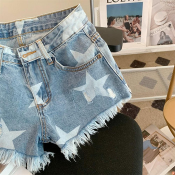 Jean Shorts Γυναικεία Retro Burr Hole Τζιν Γυναικεία καλοκαιρινή στάμπα Λεπτό τζιν Κοντό Ropa De Mujer