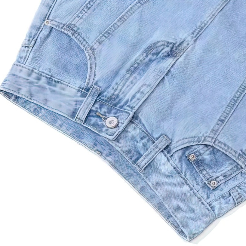 Denimseelik suvine uus korea versioon lahtine mitmekülgne üliõpilane Jean Culotte, väikesed naised, võlts, kaks A-kujulist kõrge vöökohaga lühikesed püksid seelikud