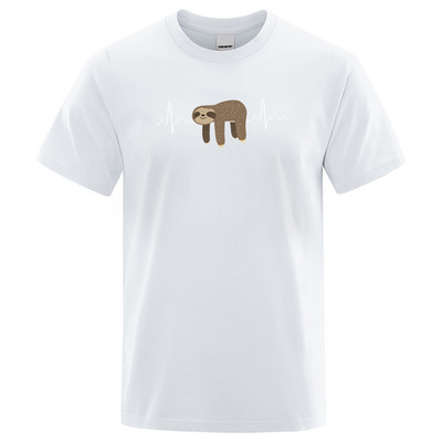 Ljenivac se odmara na trbuščiću s printom Muške majice s okruglim izrezom Mekane majice kratkih rukava Udobne majice kratkih rukava S-XXXL Prevelika ležerna majica s kratkim rukavima za muškarce