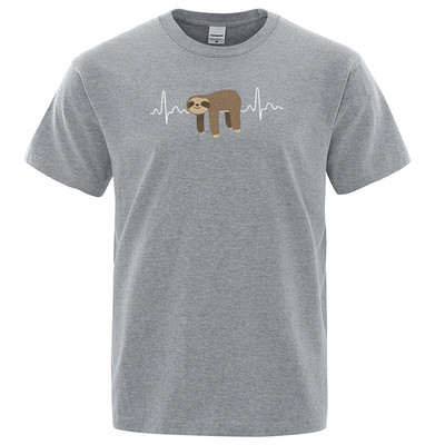 Ljenivac se odmara na trbuščiću s printom Muške majice s okruglim izrezom Mekane majice kratkih rukava Udobne majice kratkih rukava S-XXXL Prevelika ležerna majica s kratkim rukavima za muškarce