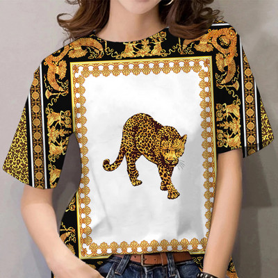 Vasaras T-krekls Sievietēm 3D Baroka apdruka ar īsām piedurknēm Luksusa T krekls Fashion Girl Top Tee Harajuku Tkrekls Liela izmēra drēbes Y2k