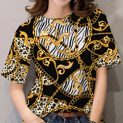 Vasaras T-krekls Sievietēm 3D Baroka apdruka ar īsām piedurknēm Luksusa T krekls Fashion Girl Top Tee Harajuku Tkrekls Liela izmēra drēbes Y2k