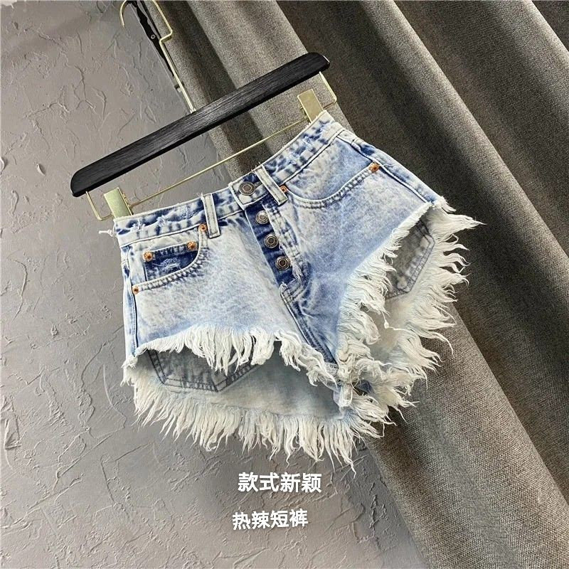 Ljeto 2024. Nove modne traper kratke hlače s niskim strukom Ženske traperice s resicama Traperice Kratke hlače Isprane plave kratke donje hlače Ženske
