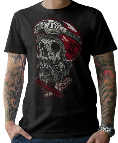 Biker Skull Cască Barbă Motocicletă Chopper Şurubelniţă Bit MC Tricou bărbaţi Vară Bumbac Mânecă scurtă Tricou cu gâtul O Nou S-3XL