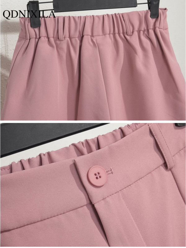 Ljeto, nove kratke hlače za odijelo, korejske kratke hlače visokog struka širokih nogavica, široke crne kratke hlače, modne ležerne kratke hlače A kroja za van, za žene