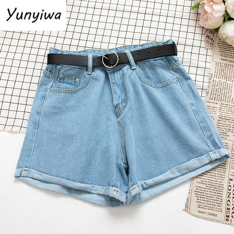 All Match Sashes Casual Γυναικείο τζιν σορτς με πτύχωση ψηλόμεσο λεπτό καλοκαιρινό τζιν σορτς Feminino Chic Hot γυναικείο κάτω