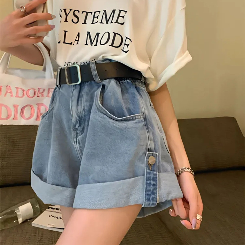 Hdspq Prevelike traper kratke hlače visokog struka Ženske kratke traperice širokih nogavica Ljeto 2023. Ženske kratke hlače korejskog kroja Ulična odjeća