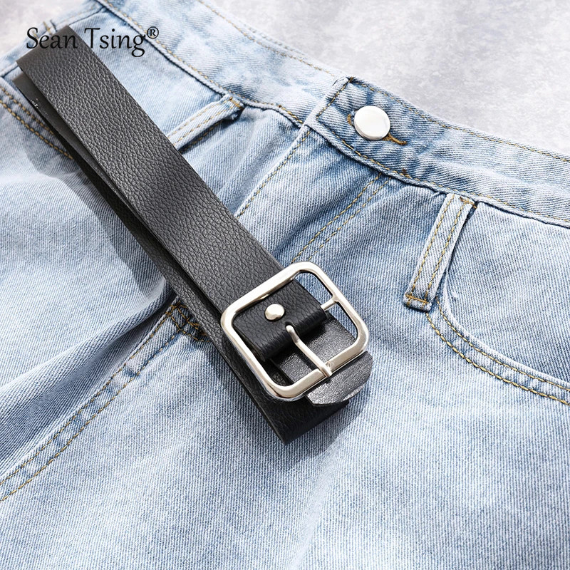 Sean Tsing® Ljeto 2023 Ženske traperice Kratke hlače Plave Crne Visokog struka Ležerna široka ulična odjeća Traper Vruće hlače Hlače s zaobljenim rubovima