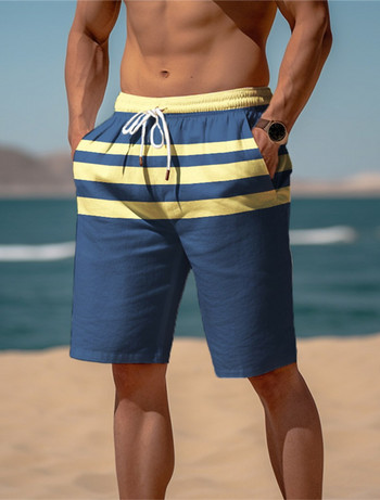 Мъжки плажни панталони Раирани 3D щамповани къси панталони Мъжки летни дишащи къси панталони Фитнес улични къси панталони Мъжки Ropa Hombre