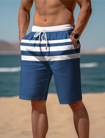 Мъжки плажни панталони Раирани 3D щамповани къси панталони Мъжки летни дишащи къси панталони Фитнес улични къси панталони Мъжки Ropa Hombre