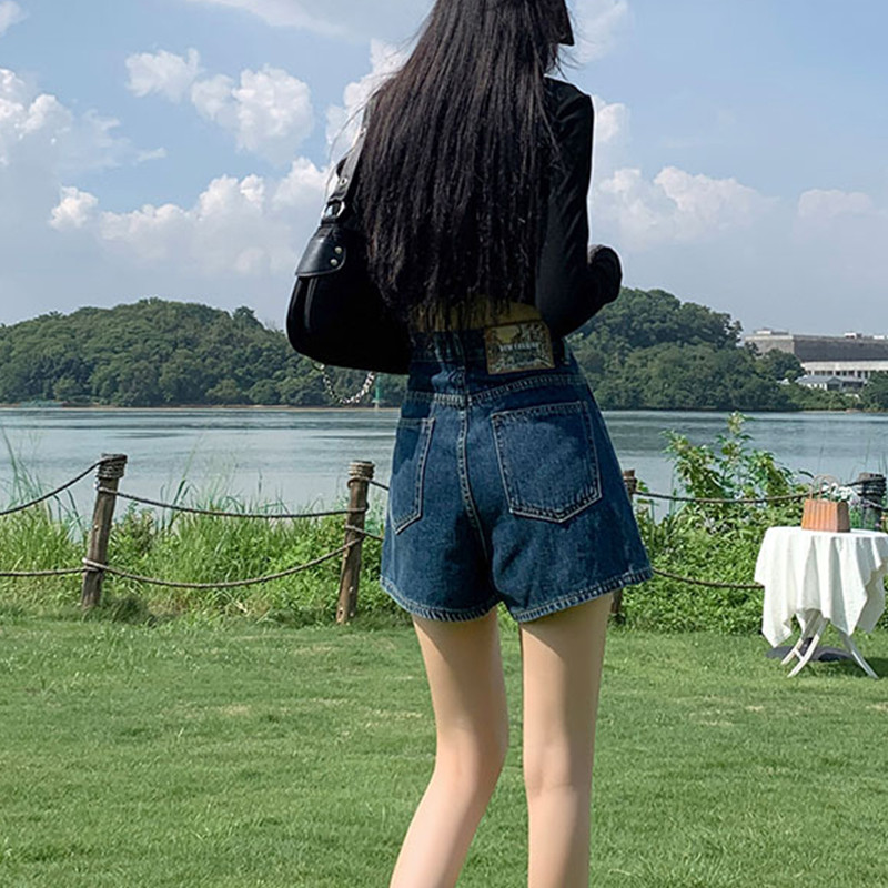 Nove traper kratke hlače visokog struka za žene široke 2024. Retro široke hlače ravnih nogavica Ženske minimalističke plave traperice s džepovima