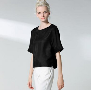 Női O-nyakú 30% selyem ingek Női nyári Hedging Laza vékony, lélegző blúz Lady tavaszi felsők Chemise La camisa Arriba felső