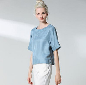 Női O-nyakú 30% selyem ingek Női nyári Hedging Laza vékony, lélegző blúz Lady tavaszi felsők Chemise La camisa Arriba felső